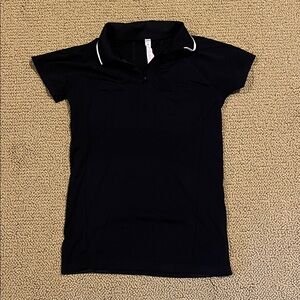 Athleta Black Polo Shirt with White Trim zipper polo size Medium